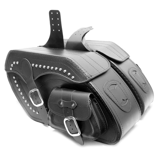 Motorcycle Black Leather Large Saddlebags (pair) C5B