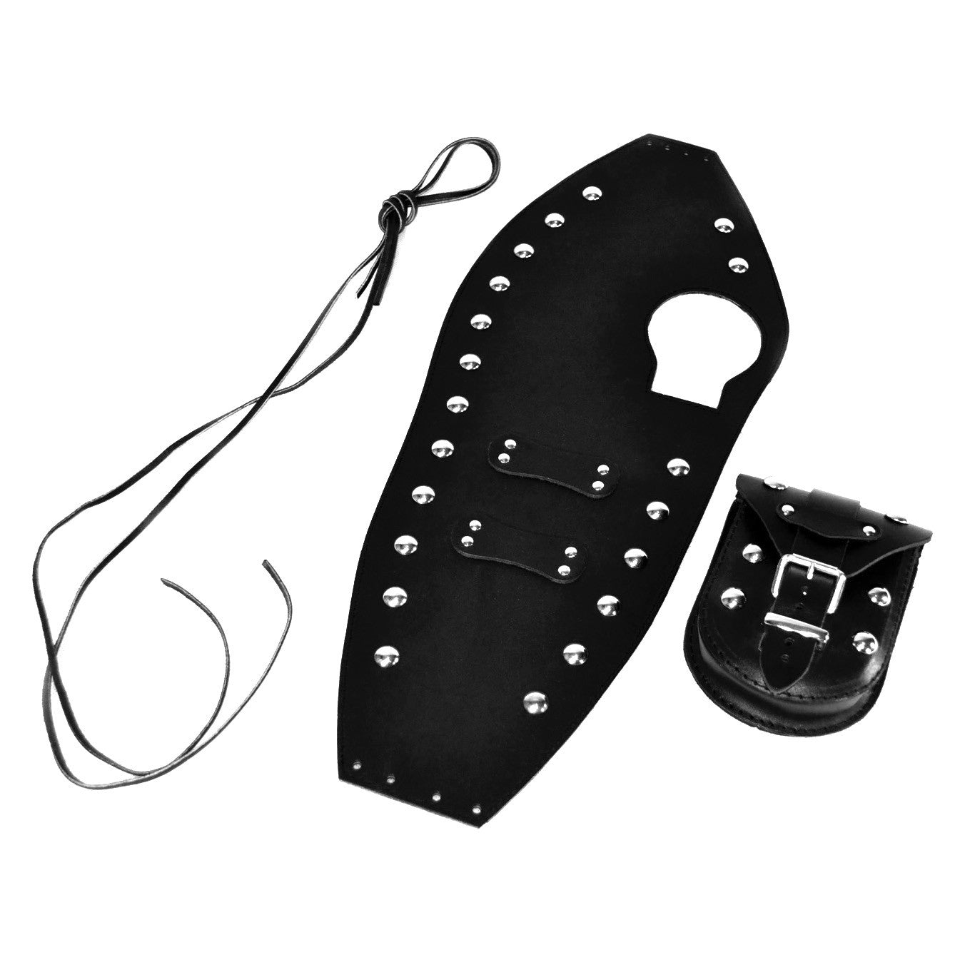 YAMAHA XV750/1100 VIRAGO LEATHER TANK CHAP/BIB AND POUCH WITH STUDS