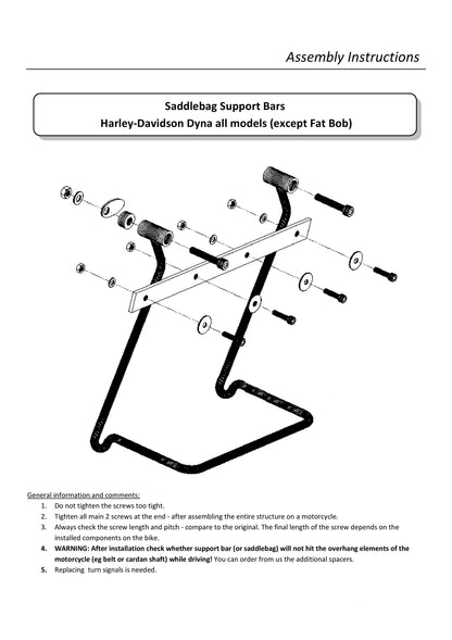 Harley Davidson Dyna (2006-on) Chrome Saddlebag pannier support brackets kit