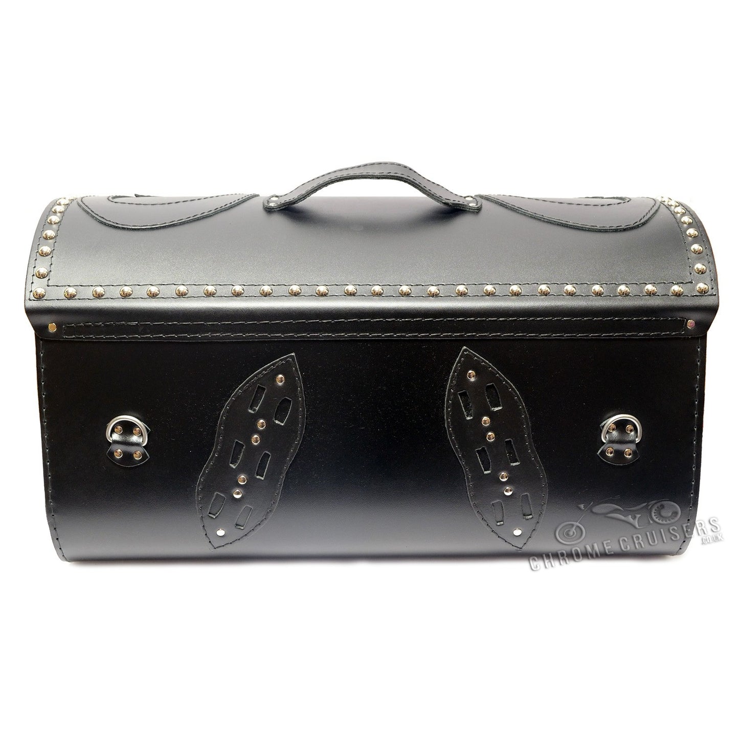 Motorcycle Leather Rear Bag / Top Case / Sissy bar bag with lock - Black Demon