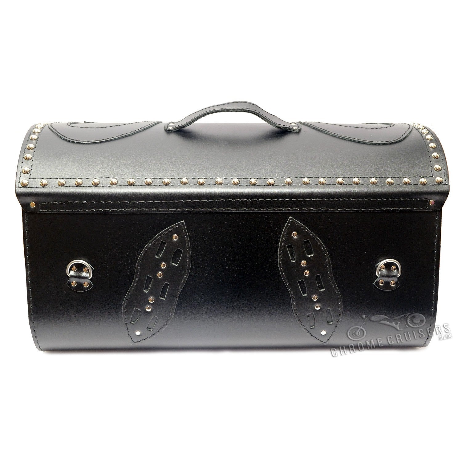 Motorcycle Leather Rear Bag / Top Case / Sissy bar bag with lock - Black Demon