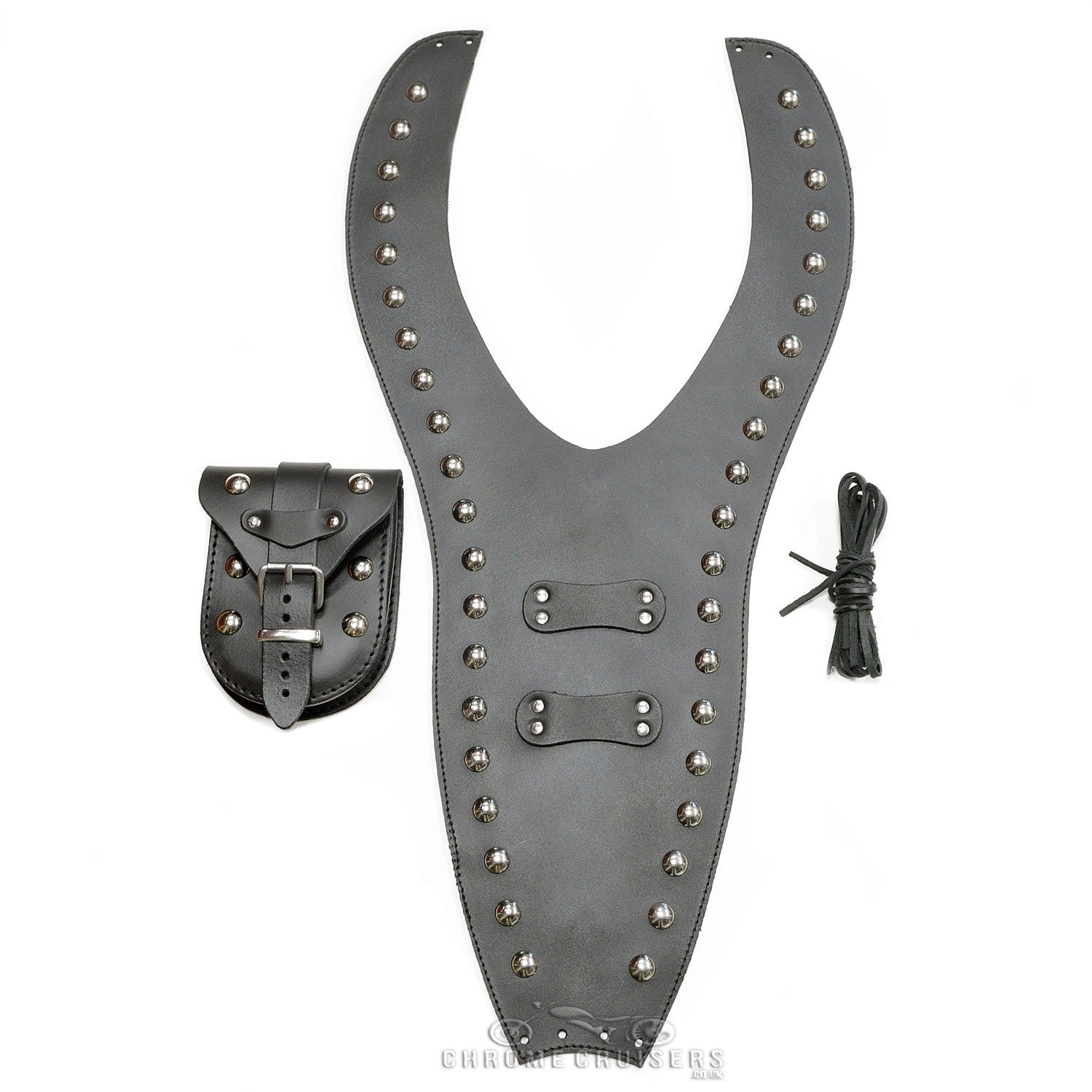 TRIUMPH AMERICA LEATHER TANK PANEL / CHAP AND POUCH WITH RIVETS