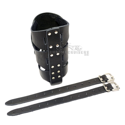 Motorcycle Rear Leather Drink / Bottle Holder - Skull (N8A)