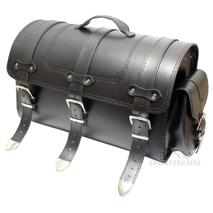 K131A Motorcycle / Trike Black Leather Rear Bag / Case / Sissy Bar Bag