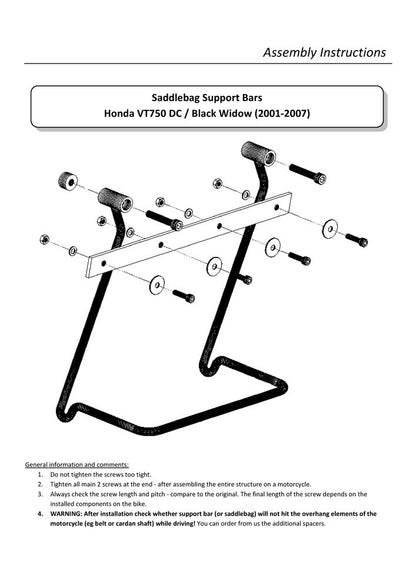 Saddlebag Support Brackets - Honda VT750 DC / Black Widow (2001-2007)