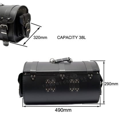 Motorcycle Stylish Lockable Rear Bag Sissy bar Bag Top Case with Lock - 38L