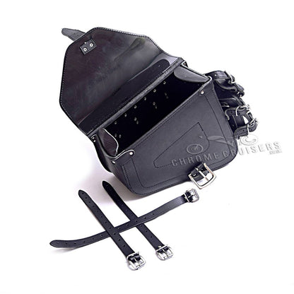 Harley Davidson Sportster Black Genuine Leather Saddlebag with Maltese Cross