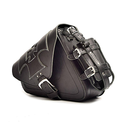 Harley Davidson Sportster Black Genuine Leather Saddlebag with Maltese Cross