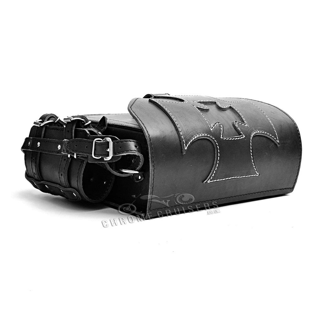 Harley Davidson Sportster Black Genuine Leather Saddlebag with Maltese Cross
