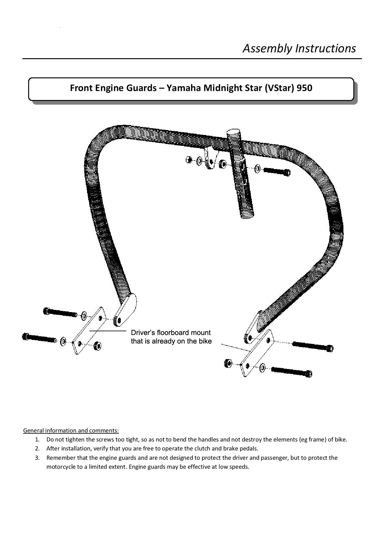 Yamaha XVS950 XVS 950 Midnight Star V-Star Engine Guard Crash Bar