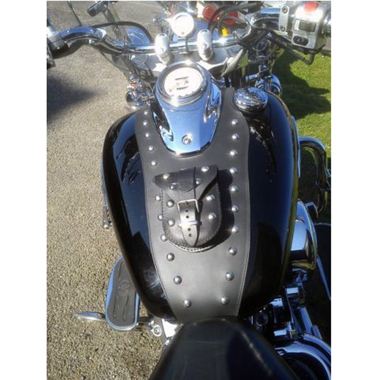 YAMAHA XVS650 DRAG STAR V-STAR CLASSIC / CUSTOM MODELS LEATHER TANK PANEL/CHAP AND POUCH WITH RIVETS