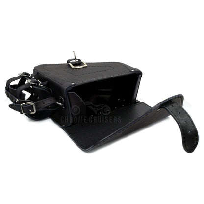 Black Leather Saddlebag with and bottle holder for Harley Davidson Sportster XL883 1200