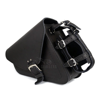 Black Leather Saddlebag with and bottle holder for Harley Davidson Sportster XL883 1200