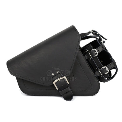 Black Leather Saddlebag with and bottle holder for Harley Davidson Sportster XL883 1200