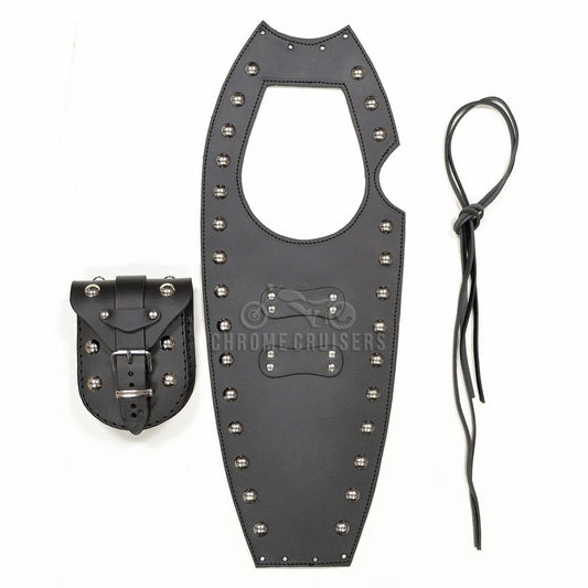 Suzuki LS650 Savage Black Leather Tank Panel Chap Cover Bra with Studs