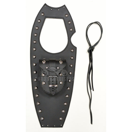 Suzuki LS650 Savage Black Leather Tank Panel Chap Cover Bra with Studs