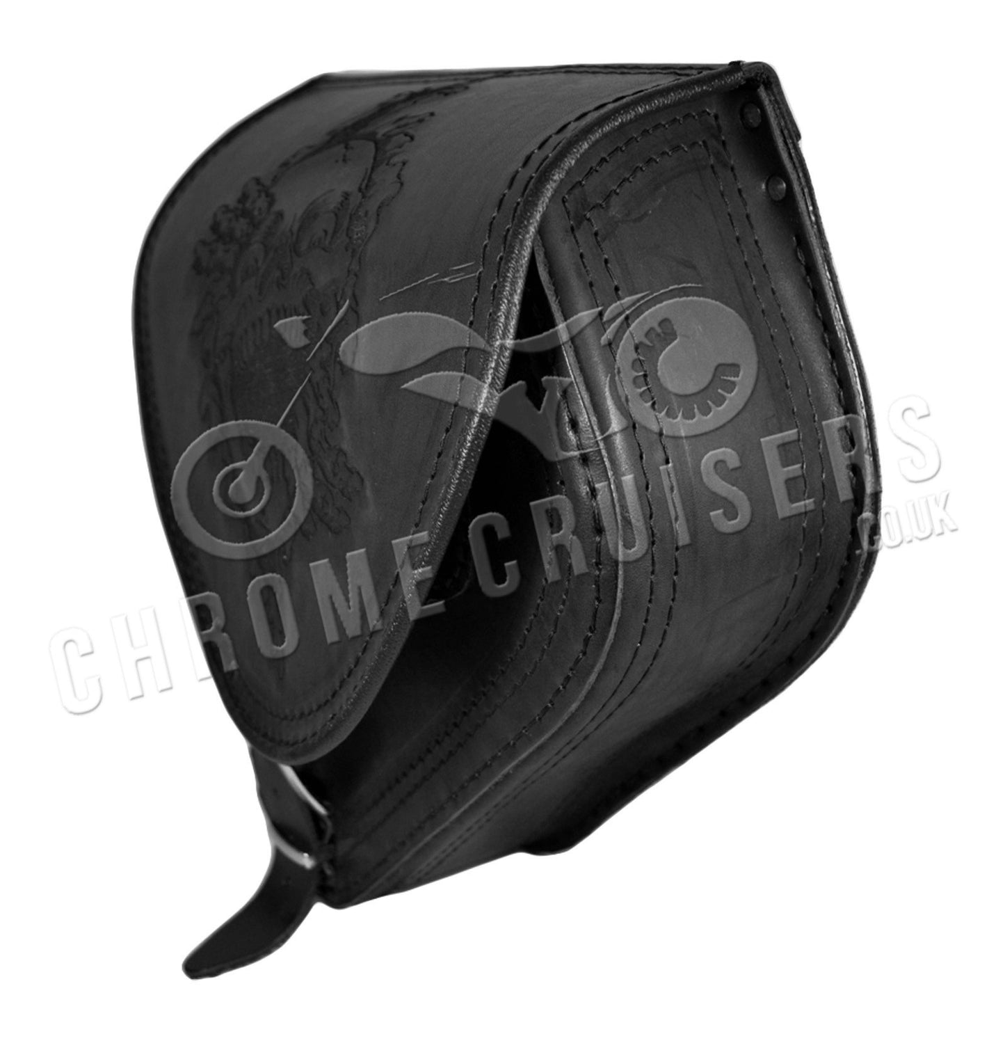 Harley Davidson Softail Slim Breakout Black Leather Single Swingarm Saddlebag (SKULL)