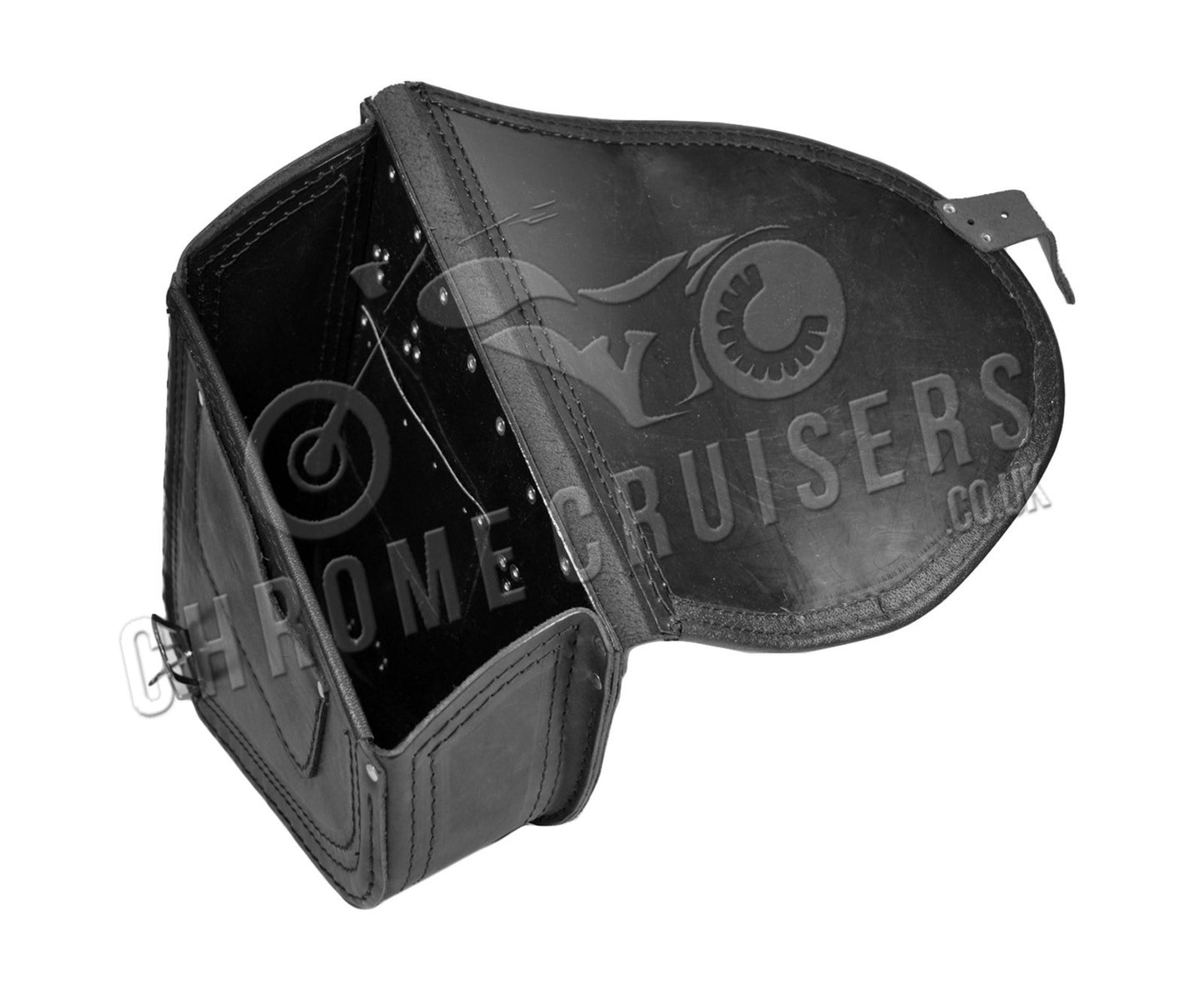 Harley Davidson Softail Slim Breakout Black Leather Single Swingarm Saddlebag (SKULL)