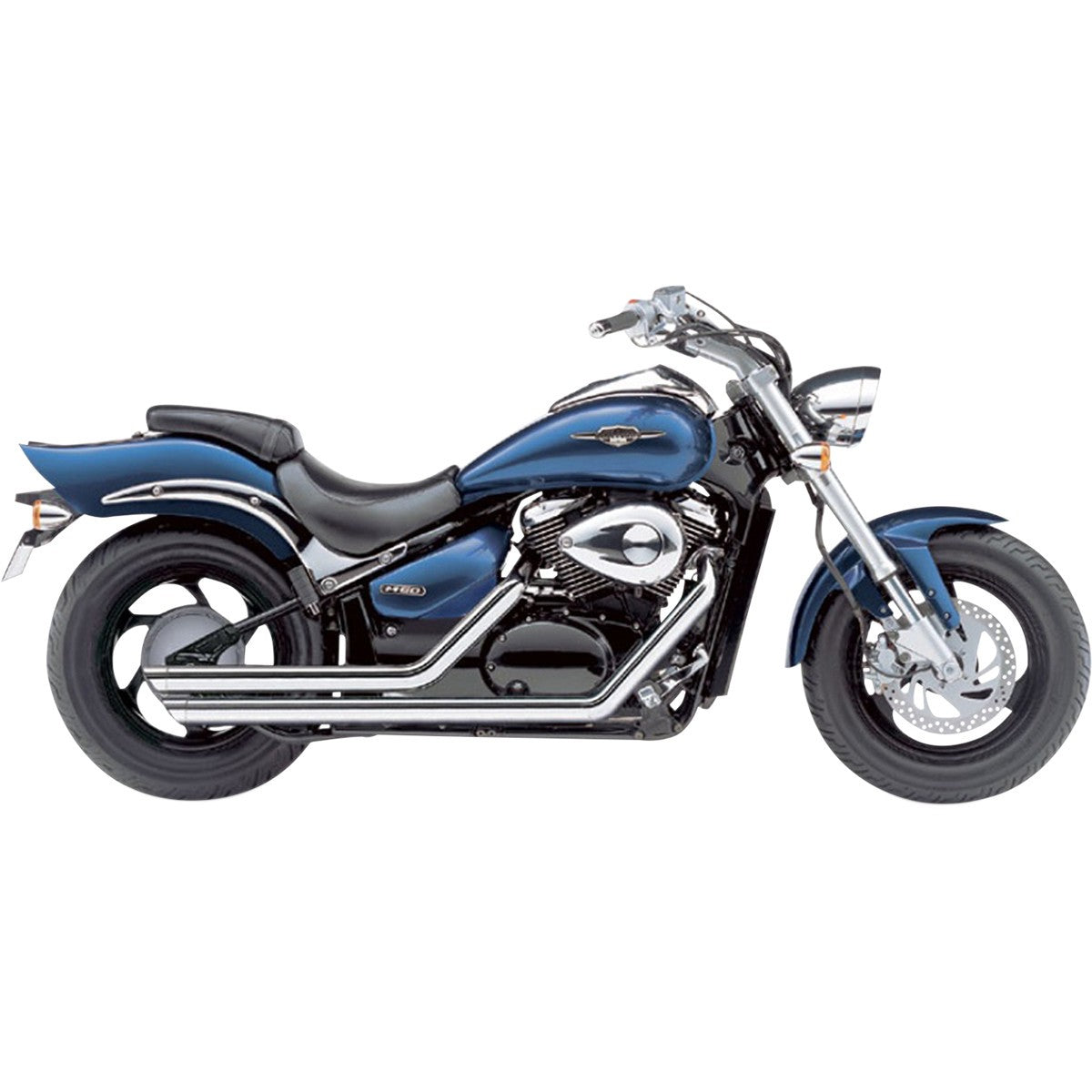 SUZUKI VZ M800 VL800 C800 COBRA SPEEDSTER STREET ROD SLASH DOWN EXHAUST BLACK WITH O2 SENSOR BUNGS