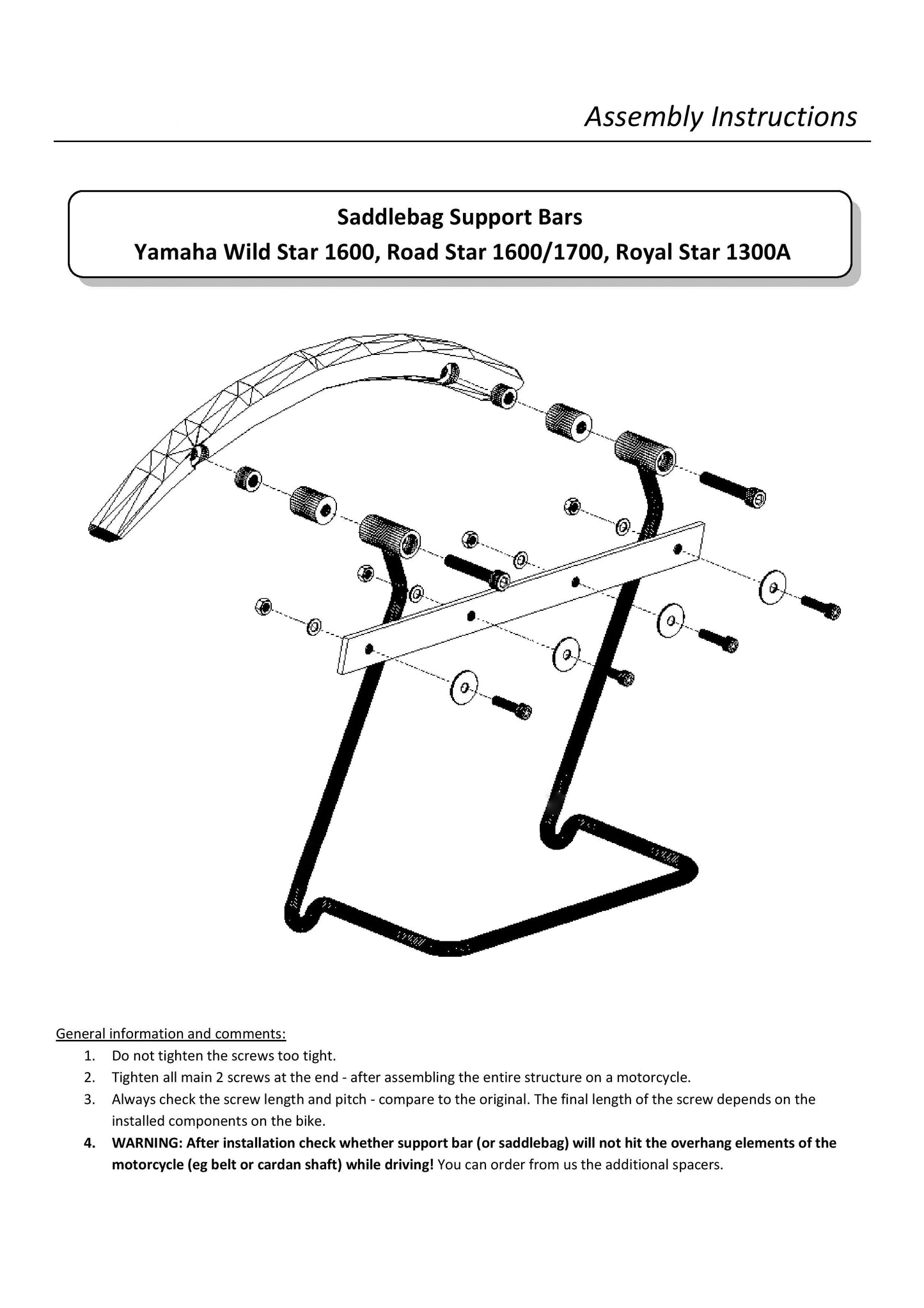 Saddlebag Support Brackets - Yamaha XV1600 1700