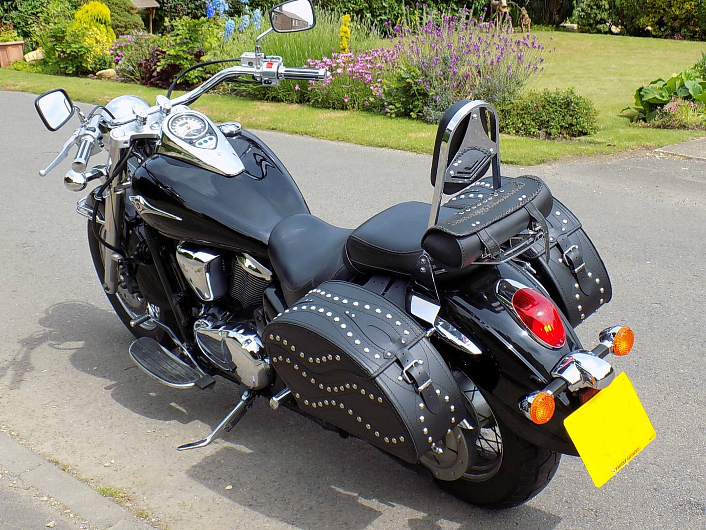 Leather Saddlebags Panniers (pair) - Motorcycle Bags, Handmade Black with Studs