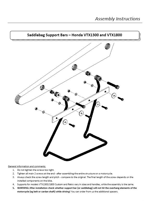 Saddlebag Support Brackets - Honda VTX1800 Custom