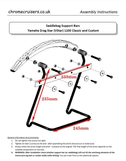 Saddlebag Support Brackets - Yamaha XVS1100 Custom