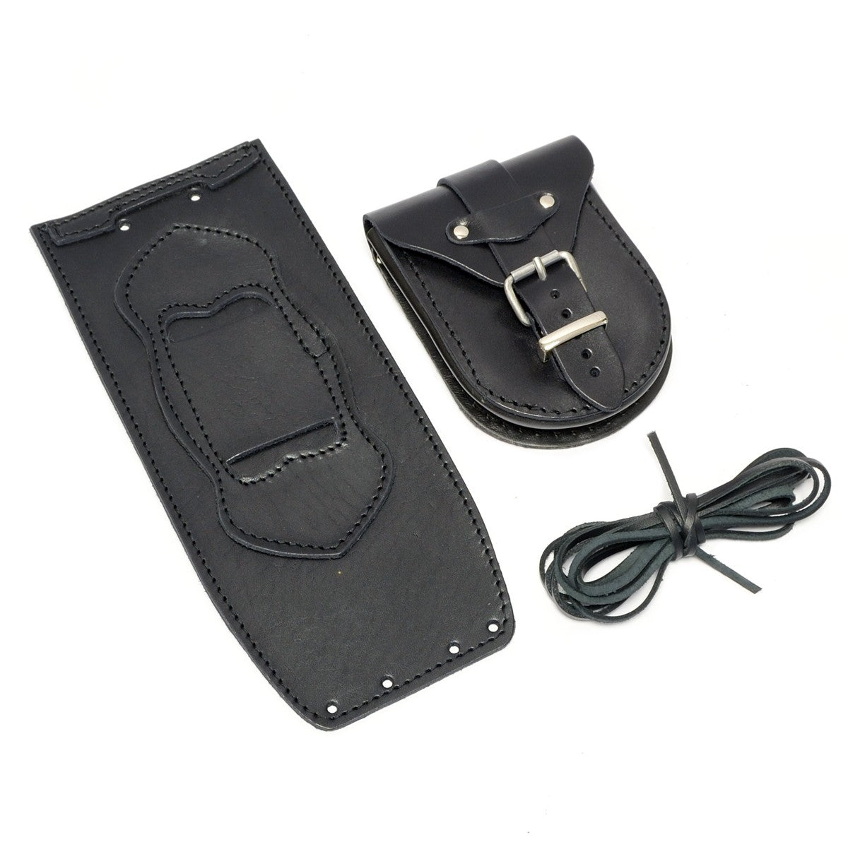 Harley Davidson Softail / Fat Boy Black Rear Leather Tank Panel with Pouch