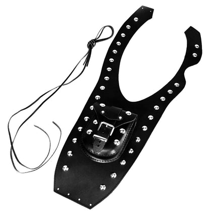 YAMAHA XVS1100 DRAG STAR V-STAR CLASSIC / CUSTOM MODELS LEATHER TANK PANEL/CHAP AND POUCH WITH RIVETS