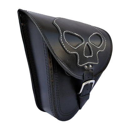 Harley Davidson Softail - Black Leather Swingarm Saddlebag Skull