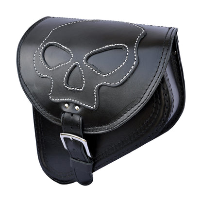 Harley Davidson Softail - Black Leather Swingarm Saddlebag Skull