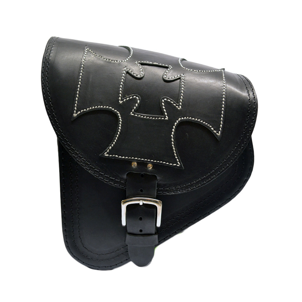 Harley Davidson Softail - Black Leather Swingarm Saddlebag Cross