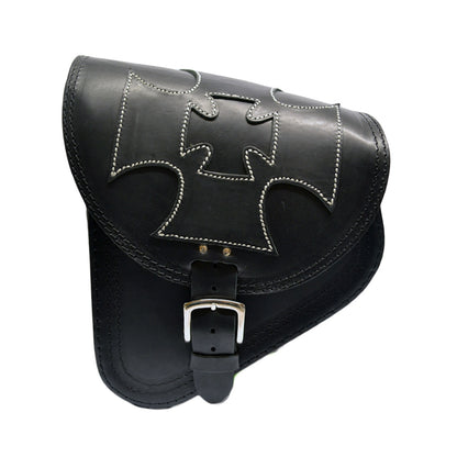 Harley Davidson Softail - Black Leather Swingarm Saddlebag Cross