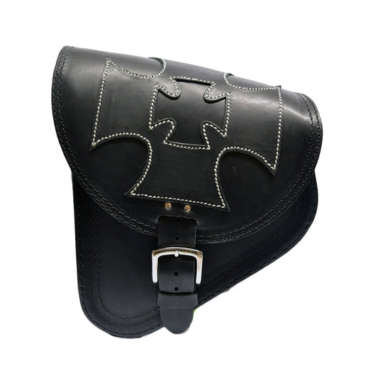 Harley Davidson Softail - Black Leather Swingarm Saddlebag Cross