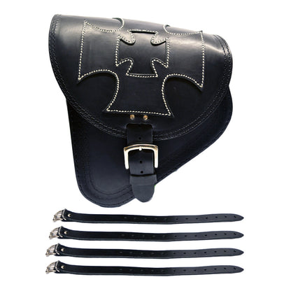 Harley Davidson Softail - Black Leather Swingarm Saddlebag Cross