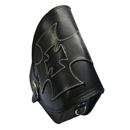 Harley Davidson Softail - Black Leather Swingarm Saddlebag Cross