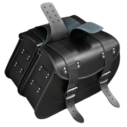 Leather Saddlebags Panniers (pair) - Motorcycle Bags, Handmade Black