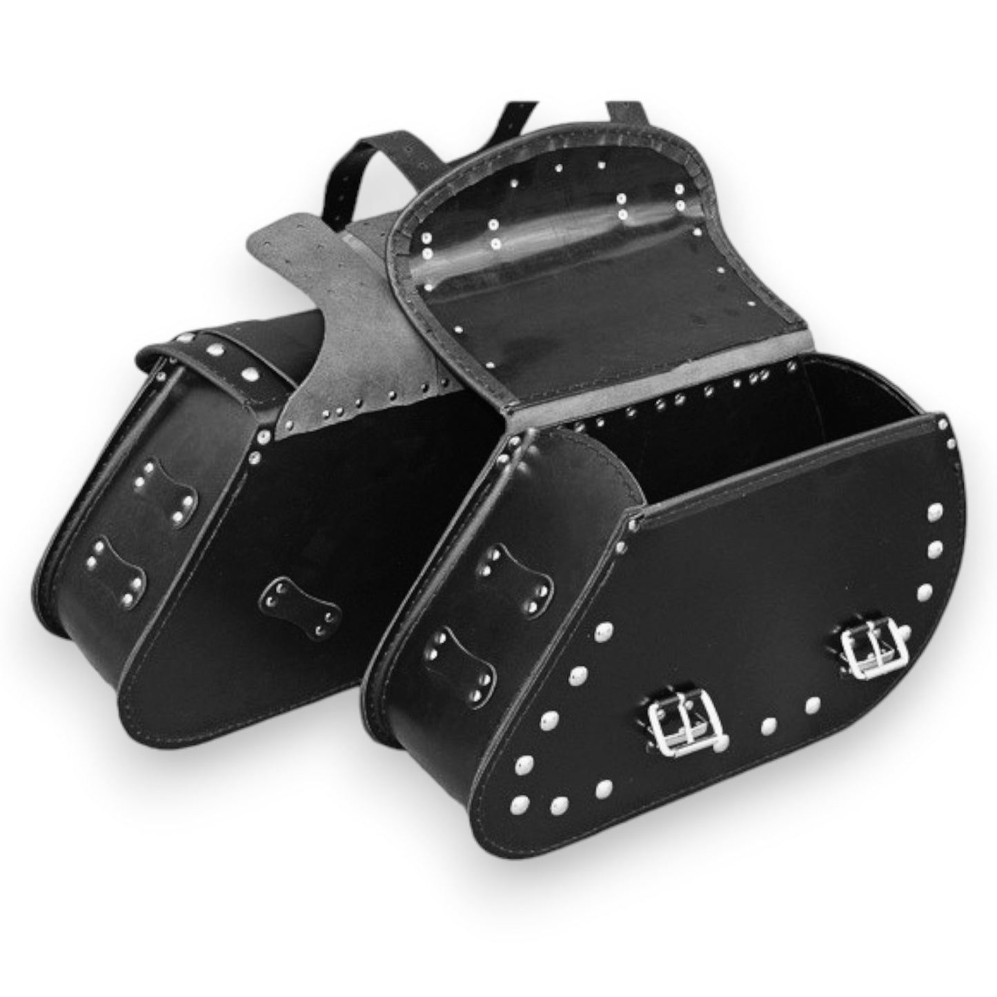 Leather Saddlebags Panniers (pair) - Motorcycle Bags, Handmade Black