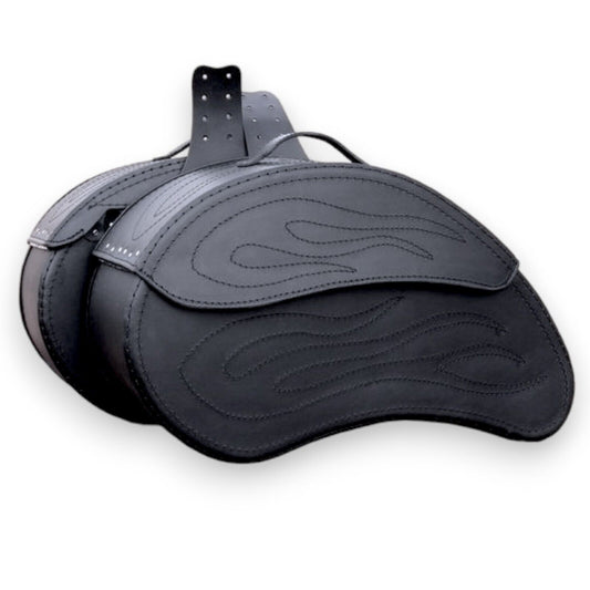 Saddlebags Panniers (pair) - Motorcycle Bags, Handmade Black