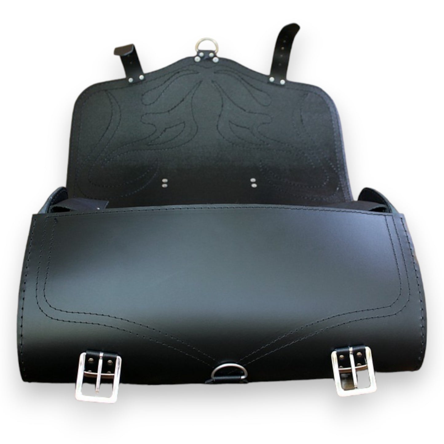 Sissy Bar Bag, Back Seat Bag, Rear Bag - Motorcycle Luggage - Red Demon - REAL LEATHER