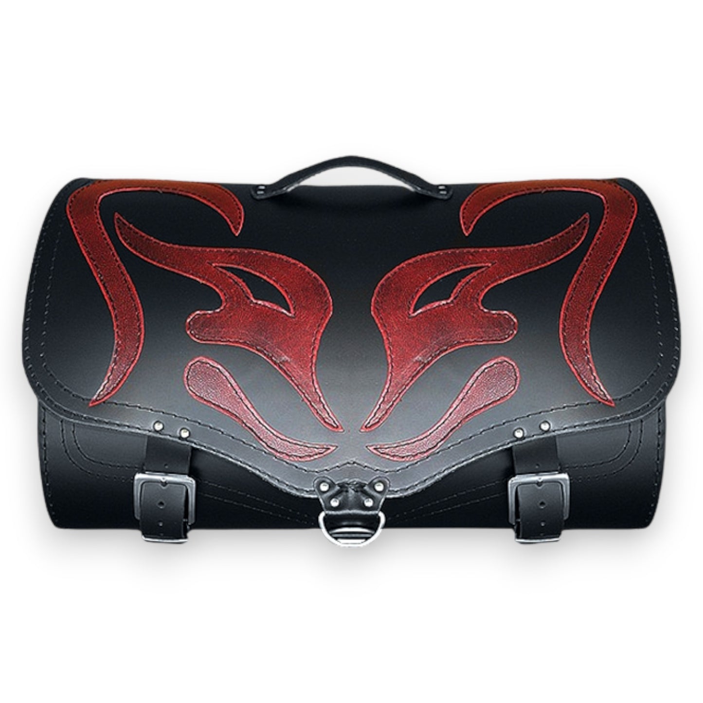 Sissy Bar Bag, Back Seat Bag, Rear Bag - Motorcycle Luggage - Red Demon - REAL LEATHER