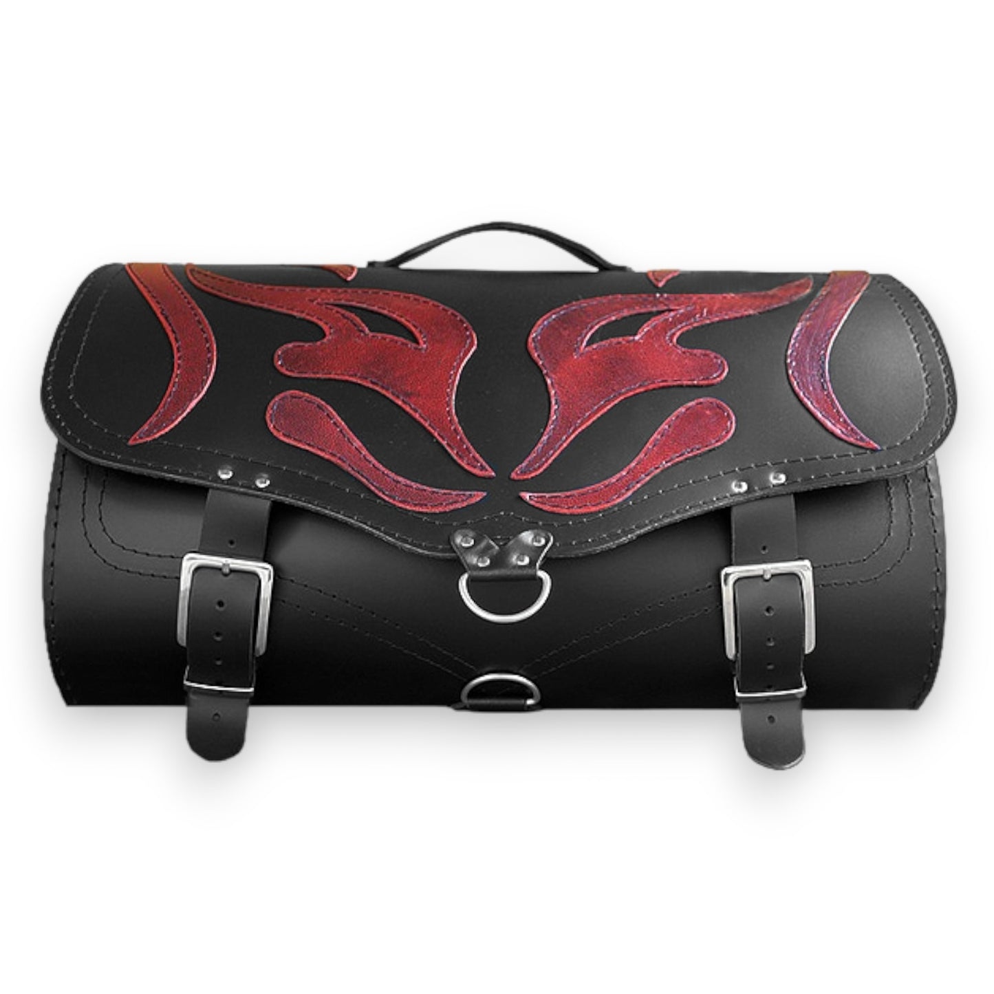 Sissy Bar Bag, Back Seat Bag, Rear Bag - Motorcycle Luggage - Red Demon - REAL LEATHER