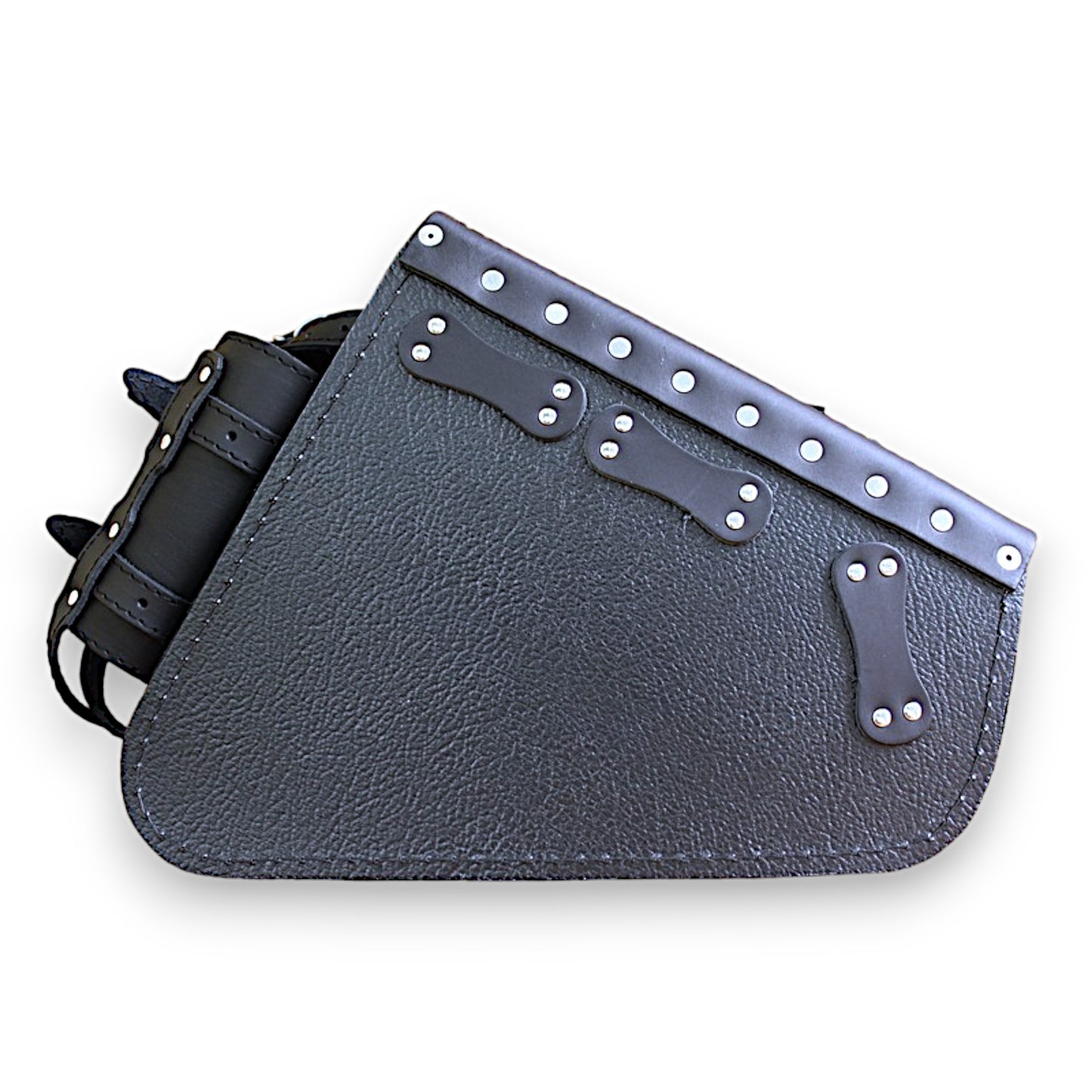 Harley Davidson Sportster - Black Leather Saddlebag with bottle holder - Flame
