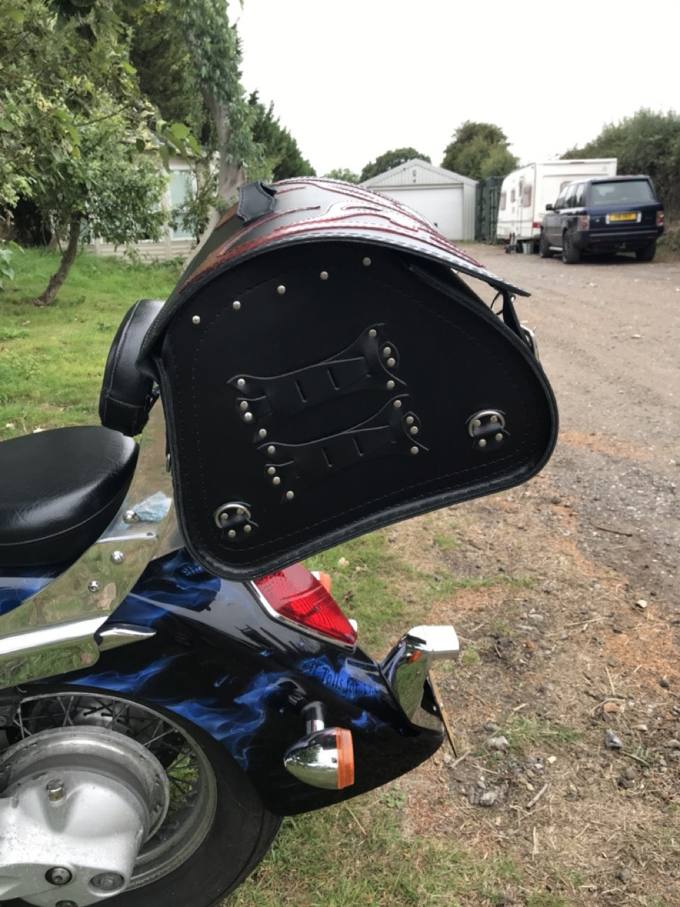 Sissy Bar Bag, Back Seat Bag, Rear Bag - Motorcycle Luggage - Red Demon - REAL LEATHER