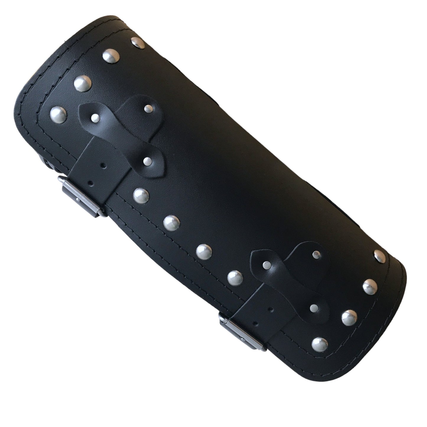 Leather Tool Roll / Saddlebag with Studs Motorcycle  - Black - Large