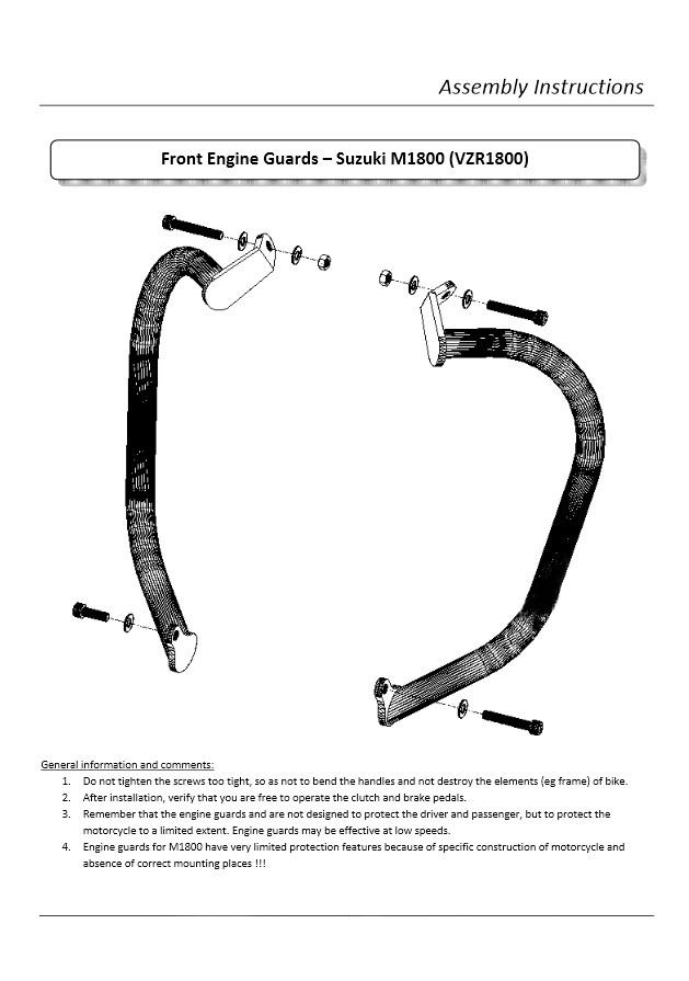  BM UK, VS800, Motorcycle Highway Engine Crash Bar Protector  Engine Safety Guard - Suzuki VS 600, 700, 750, 800 Intruder